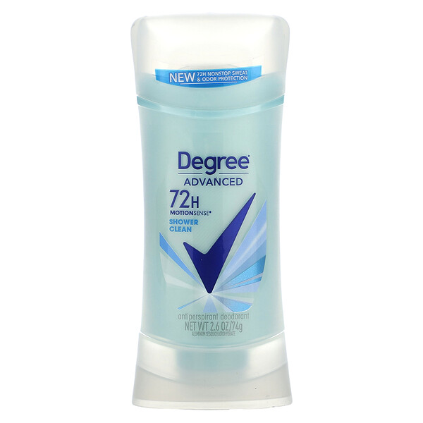 Advanced, 72H MotionSense, дезодорант-антиперспирант, очищающий под душем, 2,6 унции (74 г) Degree