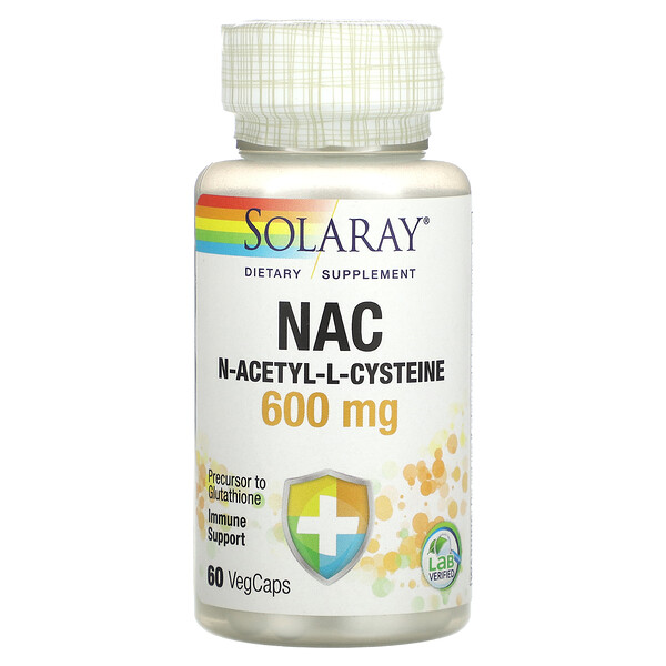 NAC, 600 мг, 60 растительных капсул - Solaray Solaray