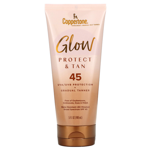 Glow, Protect & Tan, SPF 45, 5 fl oz (148 ml) Coppertone