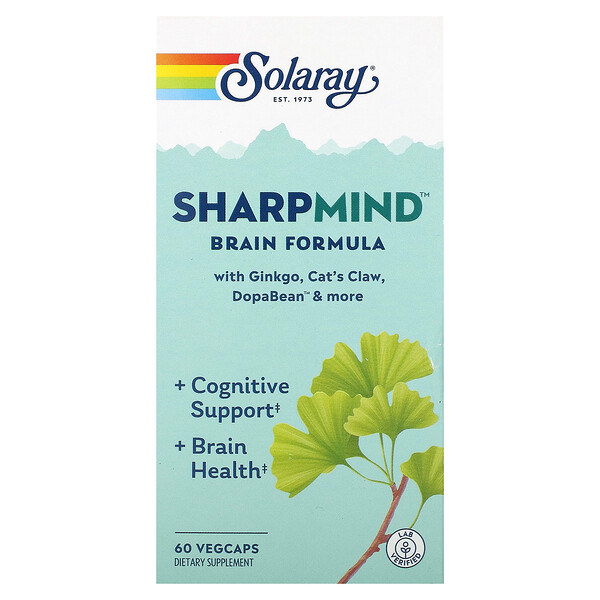SharpMind, Формула для мозга, 60 растительных капсул Solaray