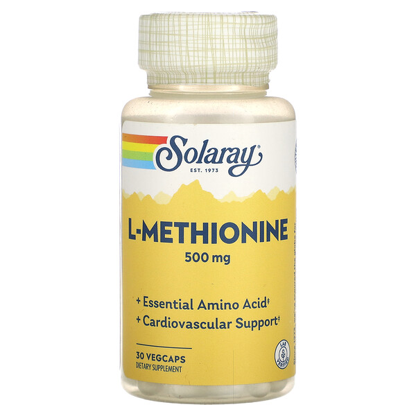L-Метионин - 500 мг - 30 растительных капсул - Solaray Solaray