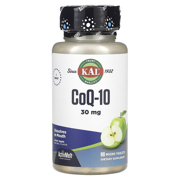 CoQ10, Green Apple, 30 mg, 90 Micro Tablets (Микро-таблетки) KAL