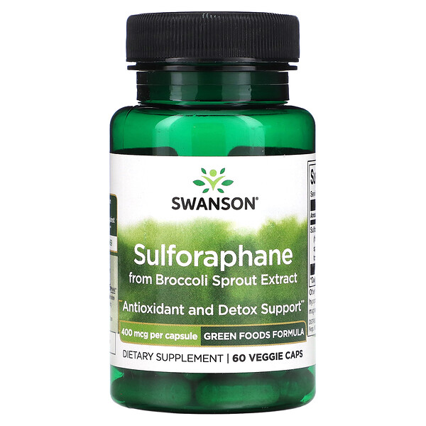 Сульфорафан из экстракта ростков брокколи - 400 мкг - 60 растительных капсул - Swanson Swanson