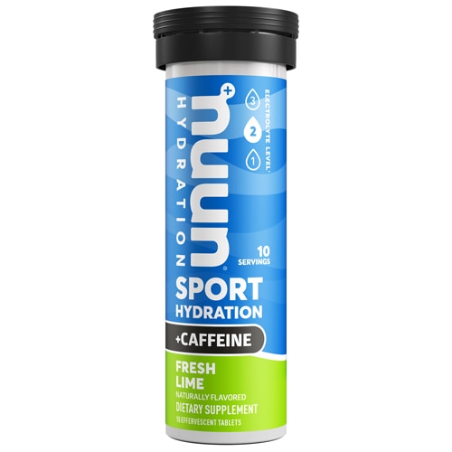 Sport + Caffeine Hydration, свежий лайм, один тюбик, 10 таблеток NUUN