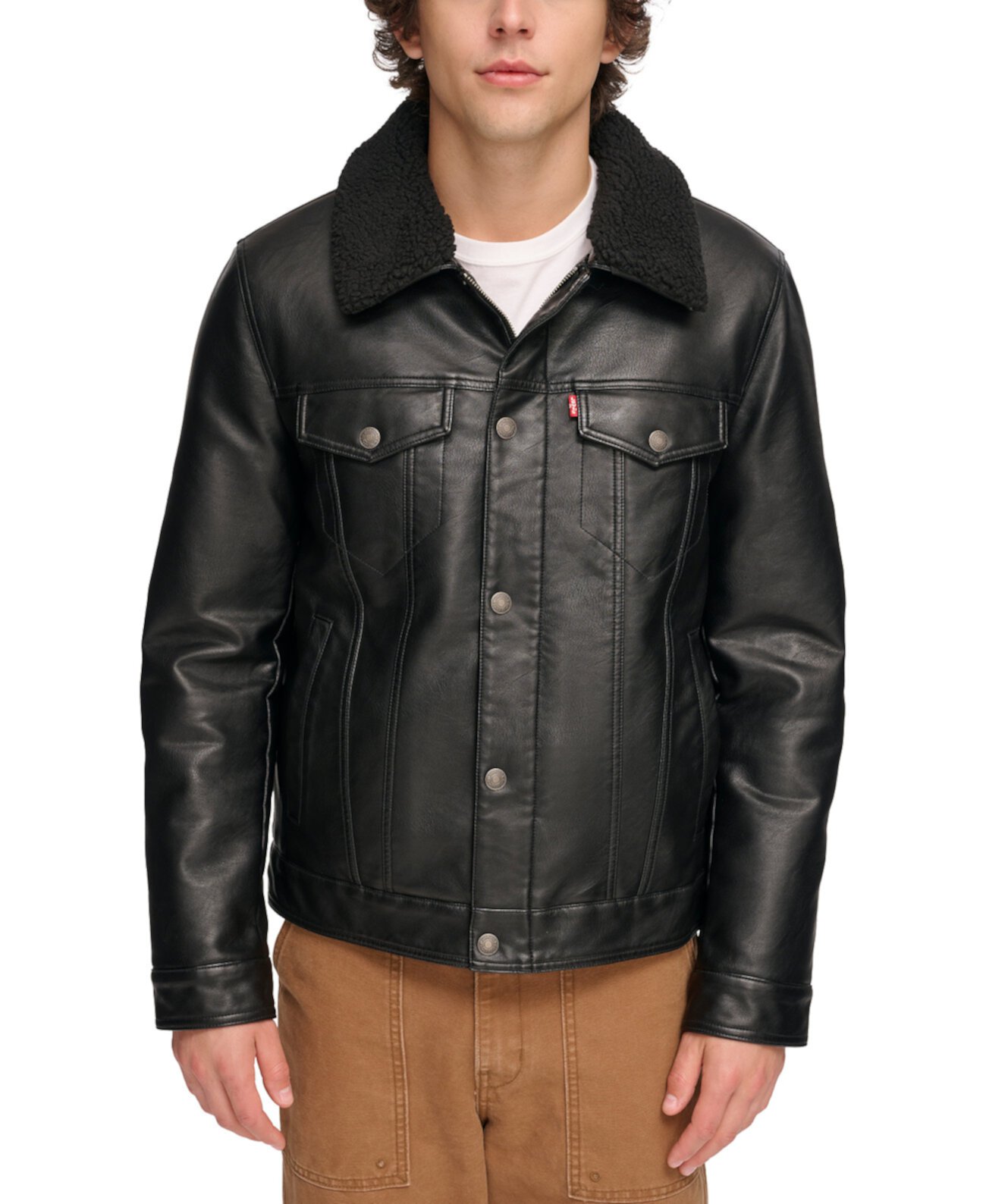 Мужская куртка Trucker из искусственной кожи с отделкой из шерпы Levi's®