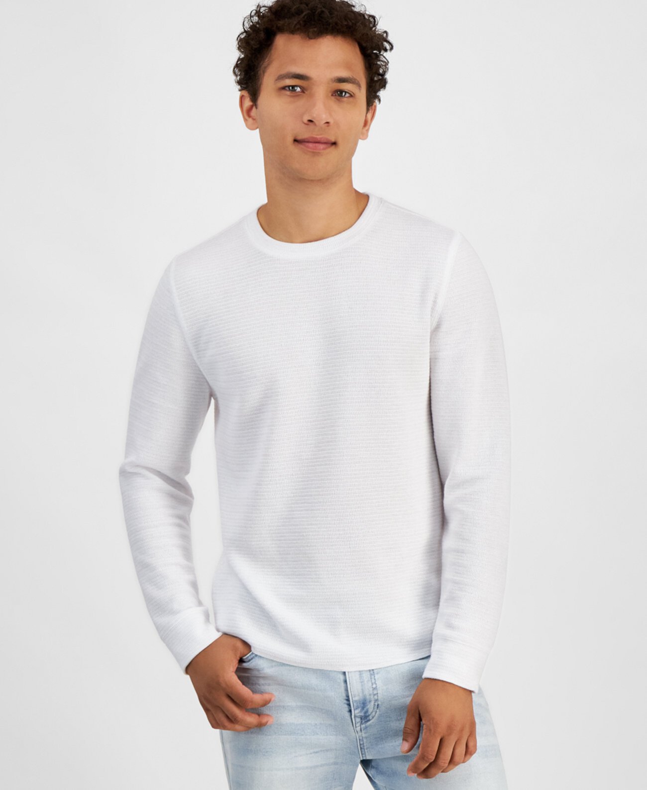 Мужская футболка обычного кроя с длинными рукавами в рубчик, созданная для Macy's And Now This