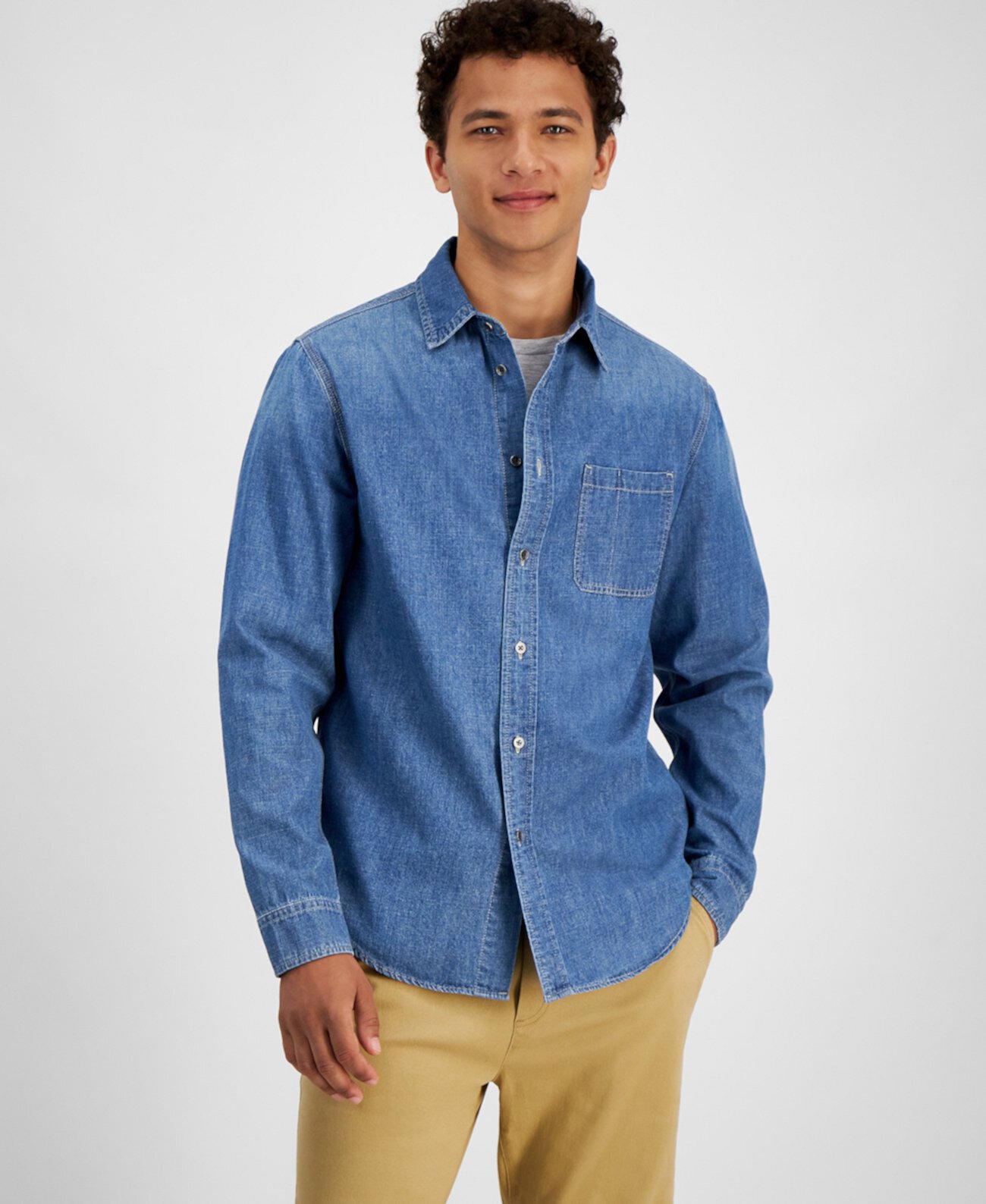 Мужская джинсовая рубашка из шамбре, созданная для Macy's And Now This
