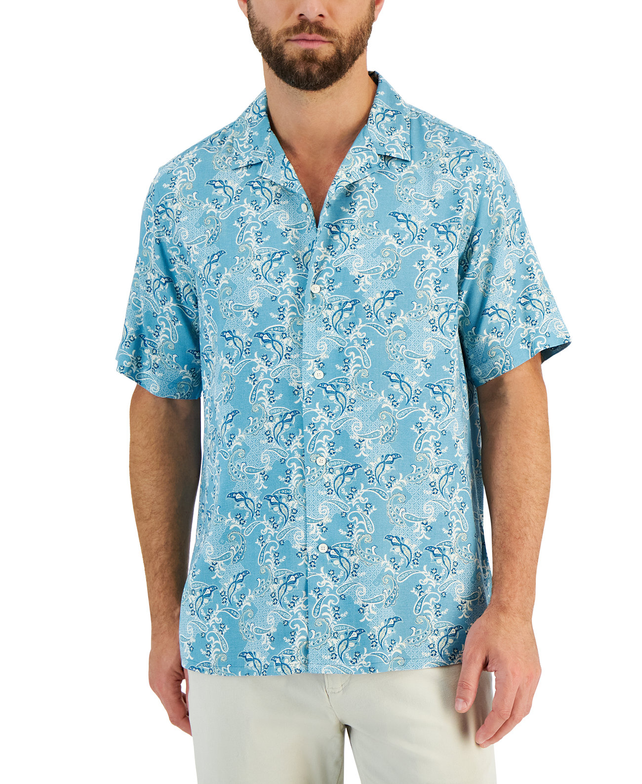 Мужская рубашка Lazby с завышенной талией и коротким рукавом, созданная для Macy's Club Room