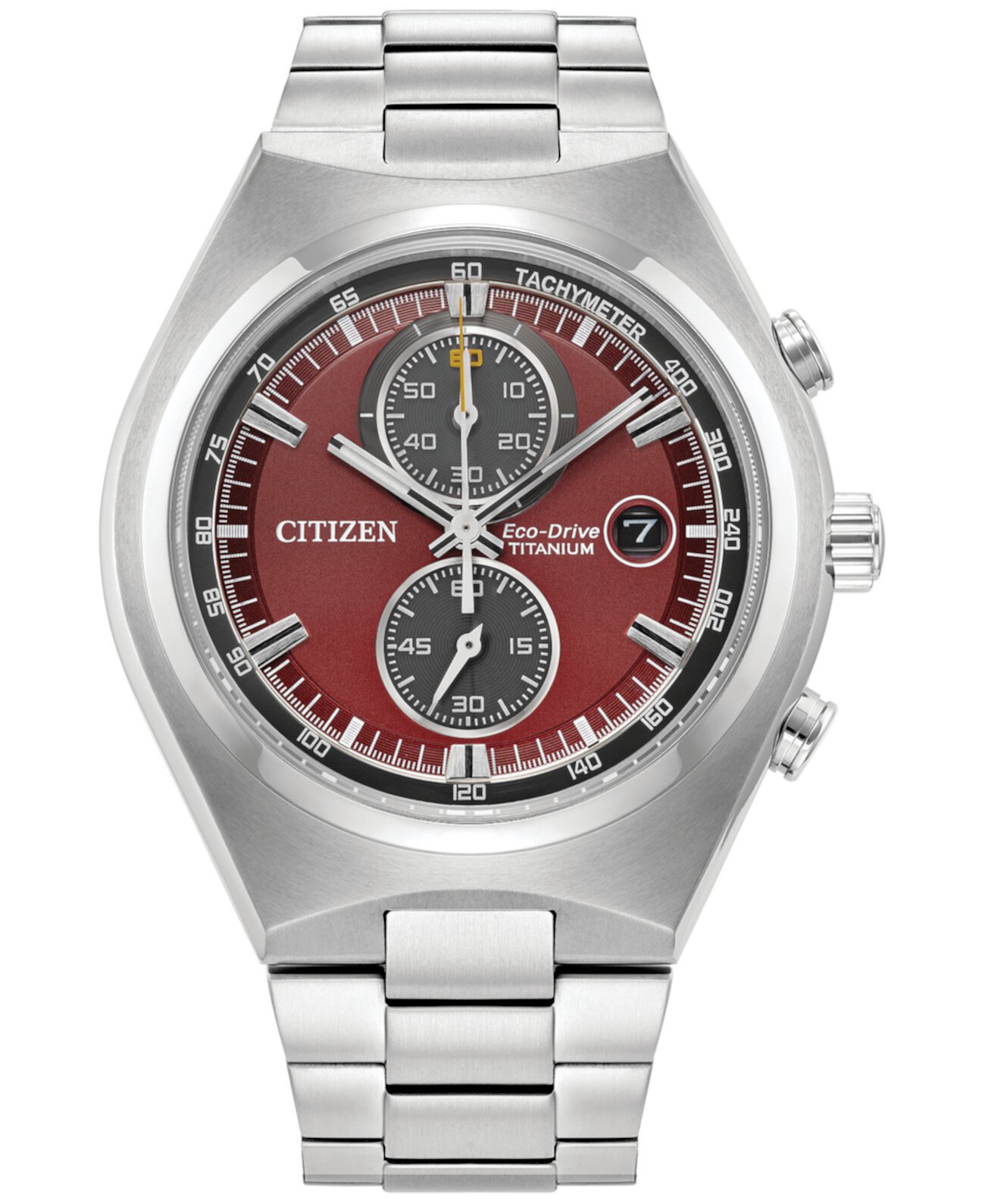 Мужские часы Eco-Drive с хронографом Weekender, серебристый титановый браслет, 43 мм, созданные для Macy's Citizen