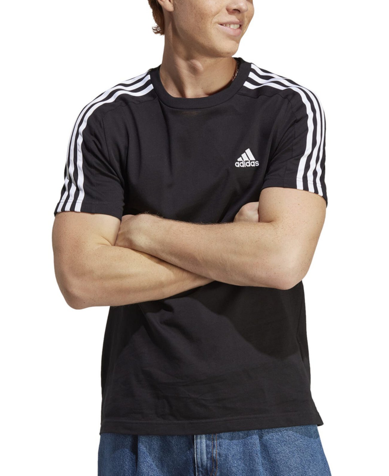 Мужская футболка Essentials с 3 полосками, стандартного кроя и графическим логотипом, стандартная, большая и высокая Adidas