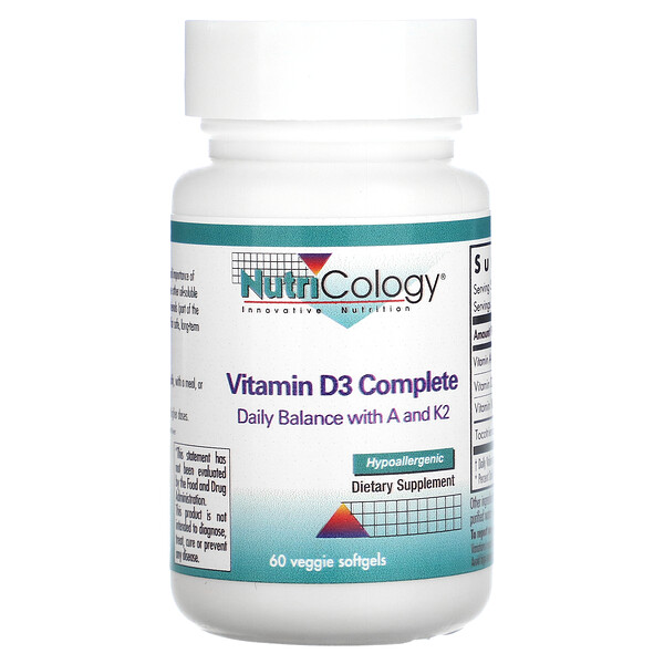 Витамин D3 Complete, 60 растительных мягких таблеток Nutricology