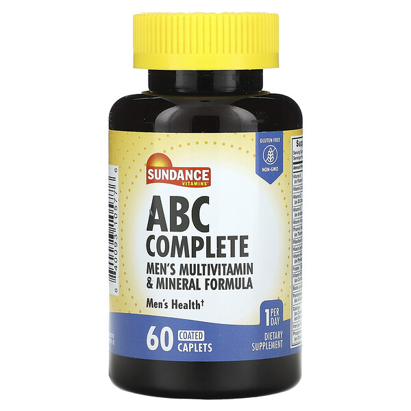 ABC Complete Мужская мультивитаминная и минеральная формула, 60 капсул, покрытых оболочкой Sundance Vitamins