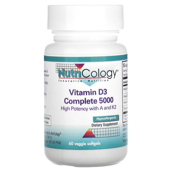 Витамин D3 Complete 5000, 60 растительных мягких таблеток Nutricology