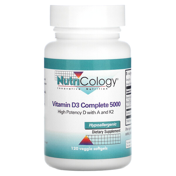 Витамин D3 Complete 5000, 120 растительных мягких таблеток Nutricology