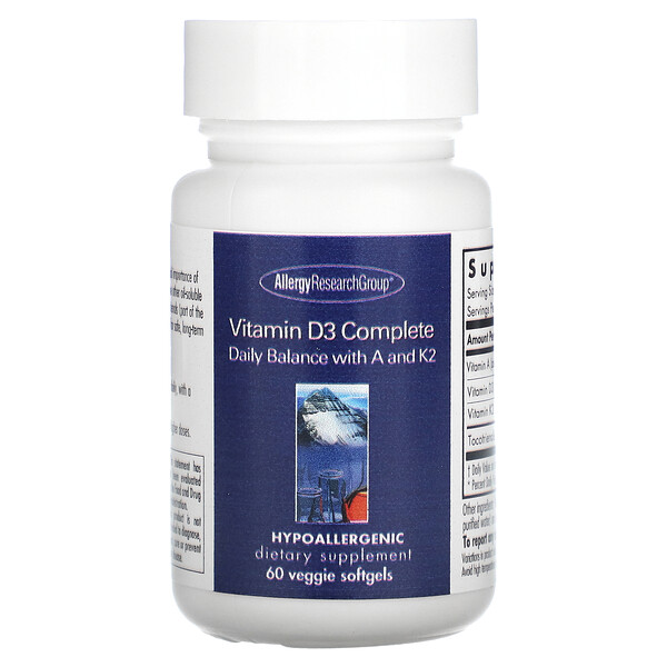 Витамин D3 Complete - 60 растительных мягких капсул - Allergy Research Group Allergy Research Group