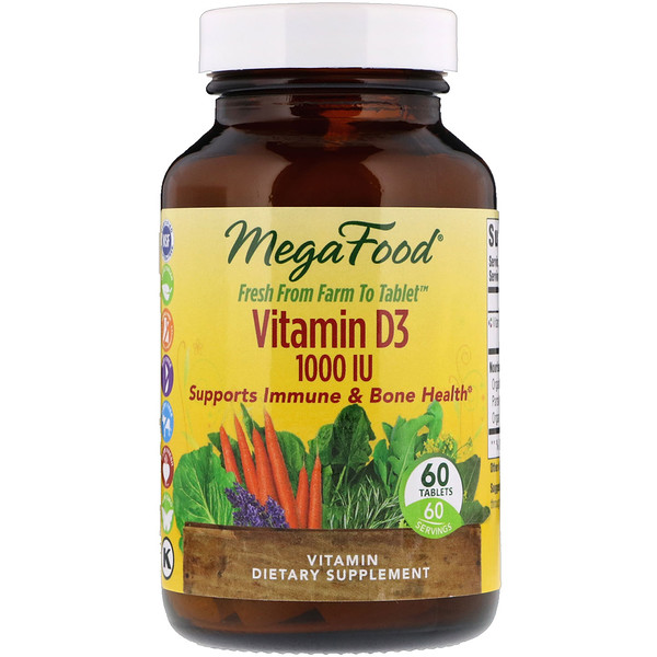 Vitamin D3, 25 mcg (1,000 IU), 60 Tablets (Таблетки) MegaFood