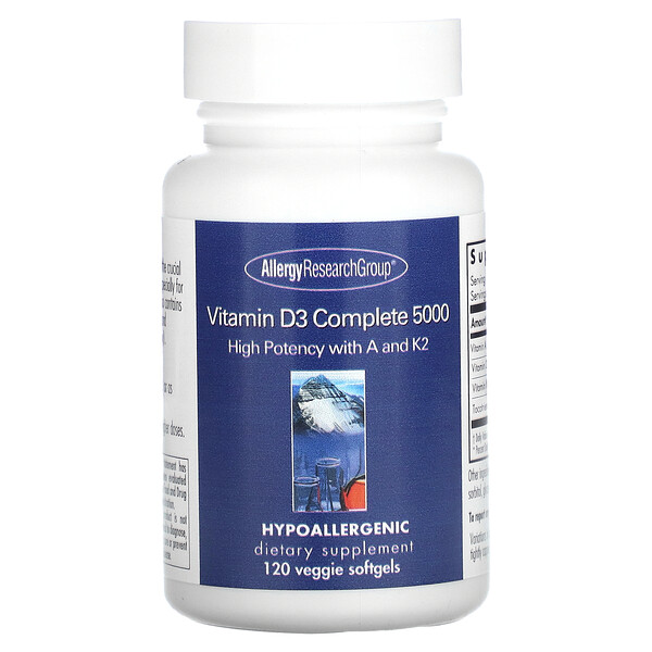 Витамин D3 Complete 5000, 120 растительных мягких таблеток Allergy Research Group