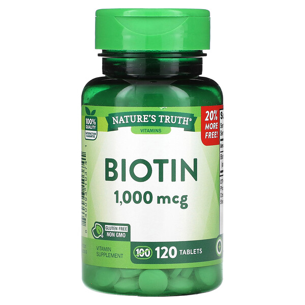 Витамины, биотин, 1000 мкг, 120 таблеток Nature's Truth
