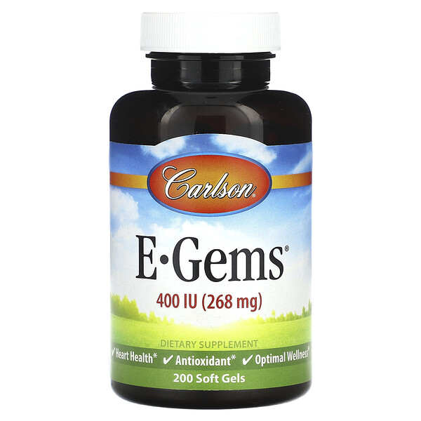 E-Gems, 400 МЕ (268 мг), 200 мягких капсул - Carlson Carlson