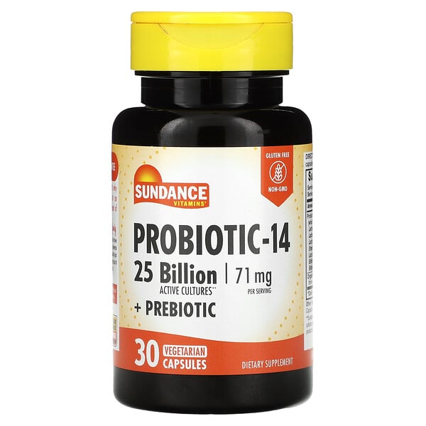 Пробиотик-14 - 71 мг - 30 вегетарианских капсул - Sundance Vitamins Sundance Vitamins