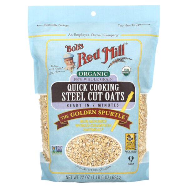 Organic Quick Cooking Steel Cut Oats, Whole Grain, 1 lb 6 oz (624 g) Bob's Red Mill