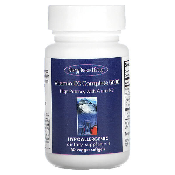Витамин D3 Complete 5000, 60 растительных мягких таблеток Allergy Research Group