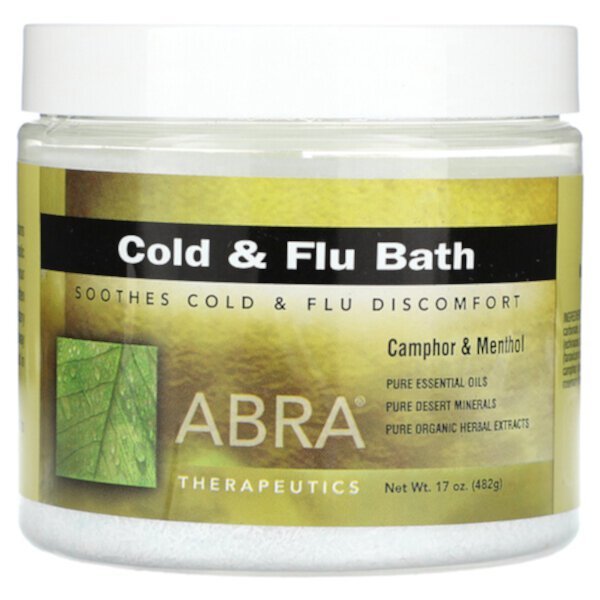 Ванна от простуды и гриппа, камфора и ментол, 17 унций (482 г) Abra Therapeutics