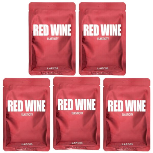 Набор тканевых масок Red Wine Beauty, эластичность, 5 штук по 1,01 жидкой унции (30 мл) каждая LAPCOS