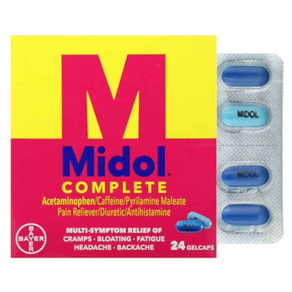 В комплекте, 24 желатиновых капсулы Midol