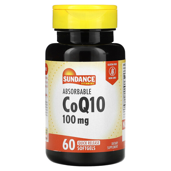 Рассасывающийся CoQ10, 100 мг, 60 мягких таблеток с быстрым высвобождением Sundance