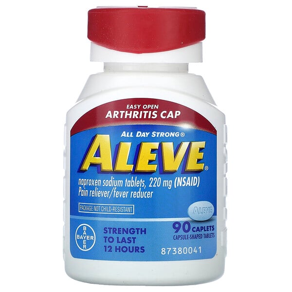Naxopren Sodium Tablets, легко открывающаяся крышка от артрита, 220 мг, 90 капсул Aleve