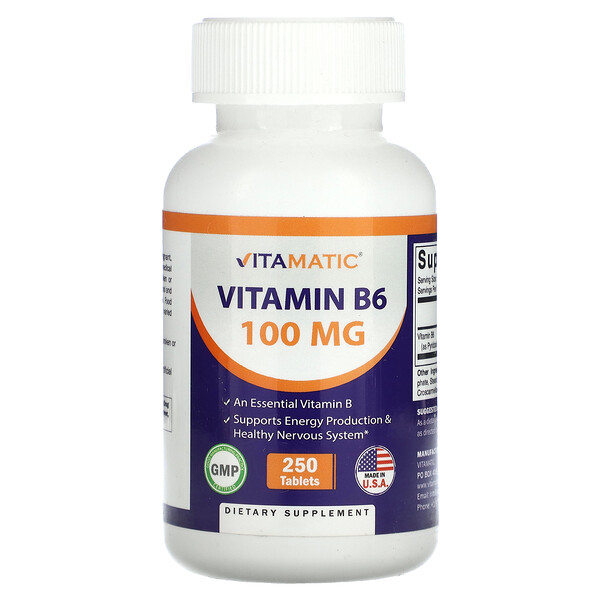 Витамин B6, 100 мг, 250 таблеток Vitamatic