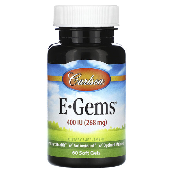E-Gems - 400 МЕ (268 мг) - 60 мягких капсул - Carlson Carlson