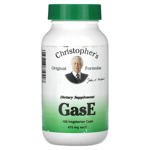 GasE, 475 мг, 100 вегетарианских капсул Christopher's