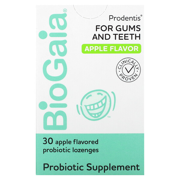 Prodentis для десен и зубов, яблоко, 30 пастилок с пробиотиками BioGaia
