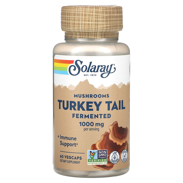 Fermented Turkey Tail Mushrooms, 1,000 mg, 60 VegCaps (500 mg per Capsule) Solaray