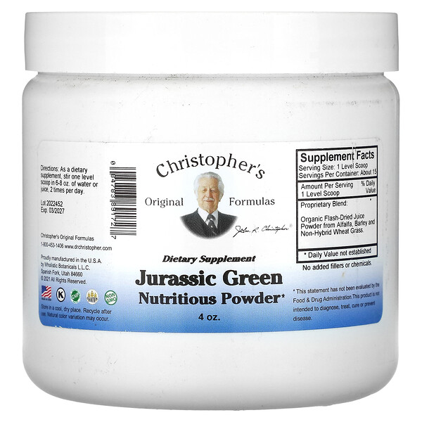 Jurassic Green, Nutritious Powder (Порошок), 4 oz (Унции) Christopher's