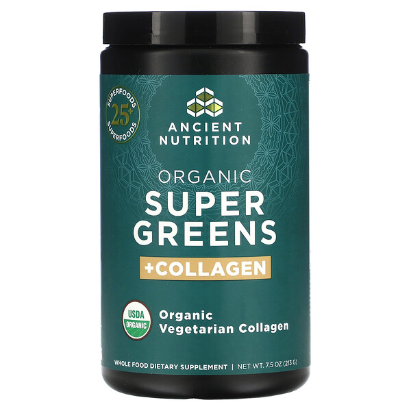 Organic Super Greens + Collagen, 7.5 oz (213 g) Dr. Axe / Ancient Nutrition
