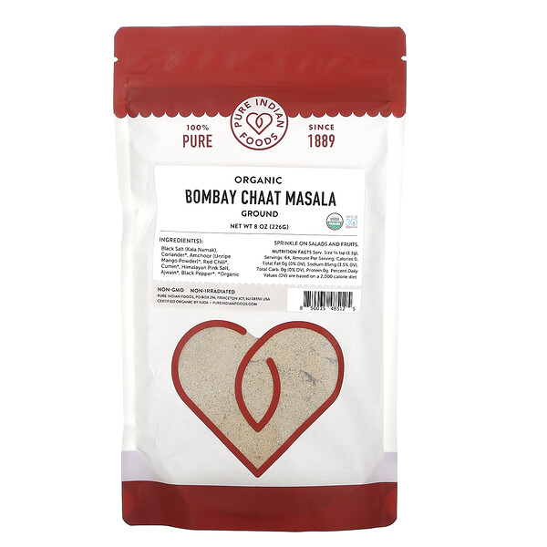 Organic Bombay Chaat Masala, Ground, 8 oz (226 g) Pure Indian Foods