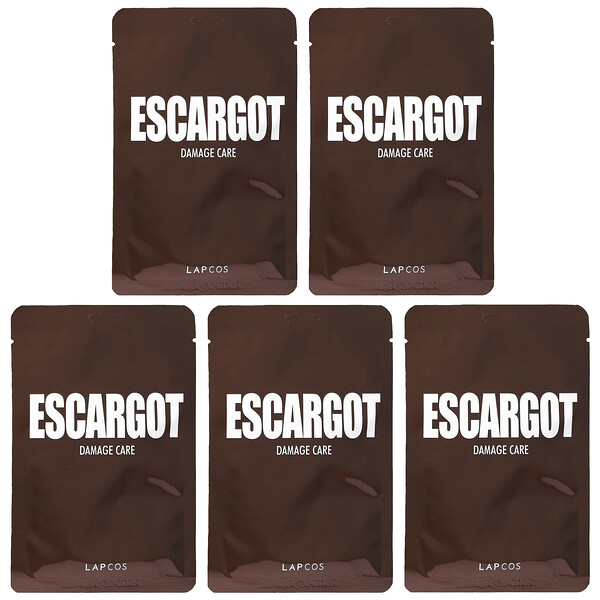Набор тканевых масок Escargot Damage Care, 5 листов по 0,91 жидкой унции (27 мл) каждый LAPCOS