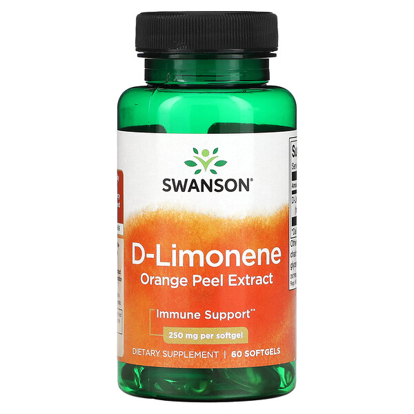 D-Limonene, Orange Peel Extract , 250 mg , 60 Softgels (Мягкие капсулы) Swanson