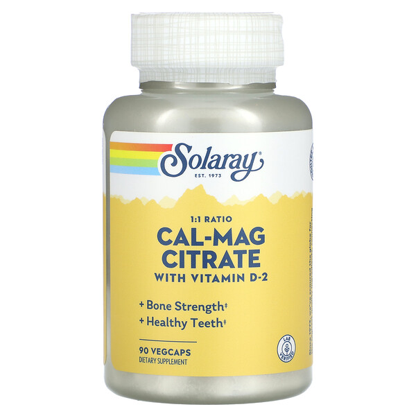 Cal-Mag Citrate with Vitamin D-2, 90 VegCaps Solaray