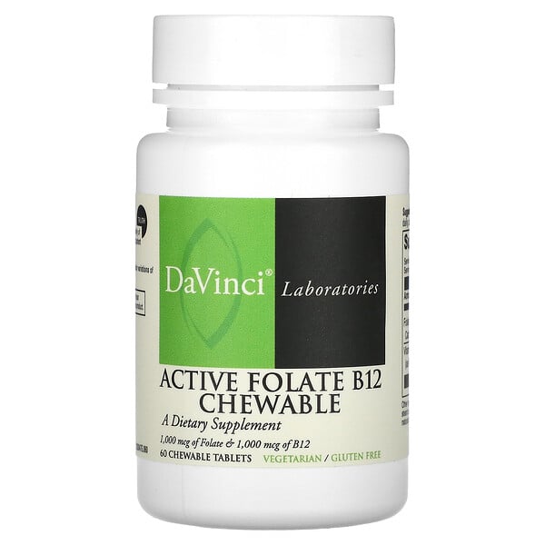 Активный жевательный препарат фолиевой кислоты B12, 60 жевательных таблеток DaVinci