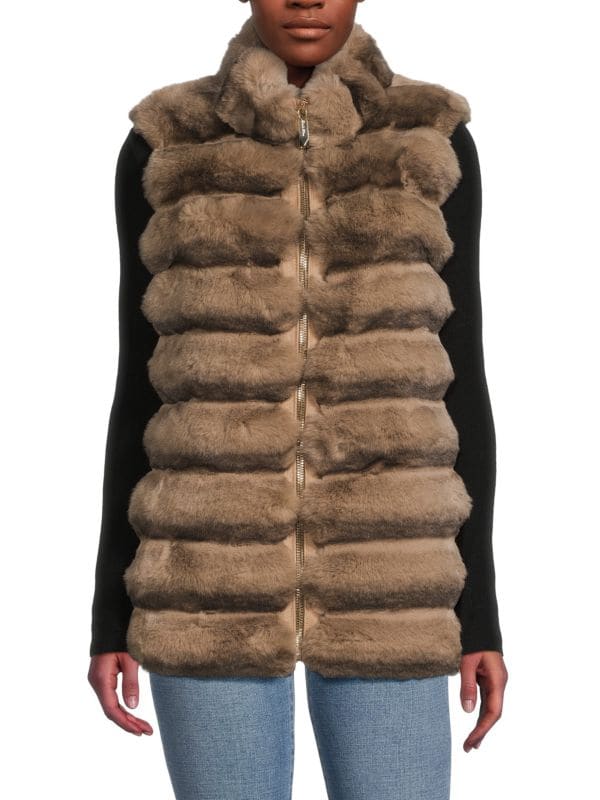 Женская Накидка BELLE FARE Bevel Faux Fur Puffer Vest BELLE FARE