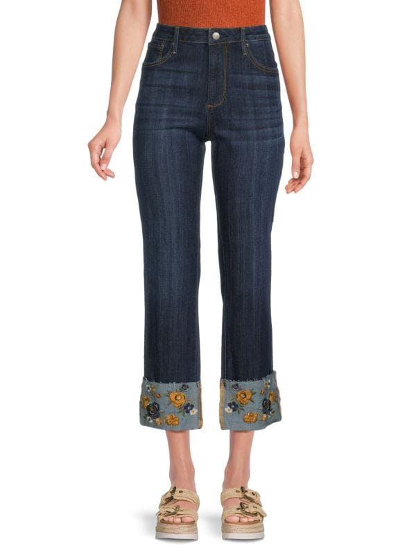 Прямые джинсы Colette с цветочными манжетами Driftwood