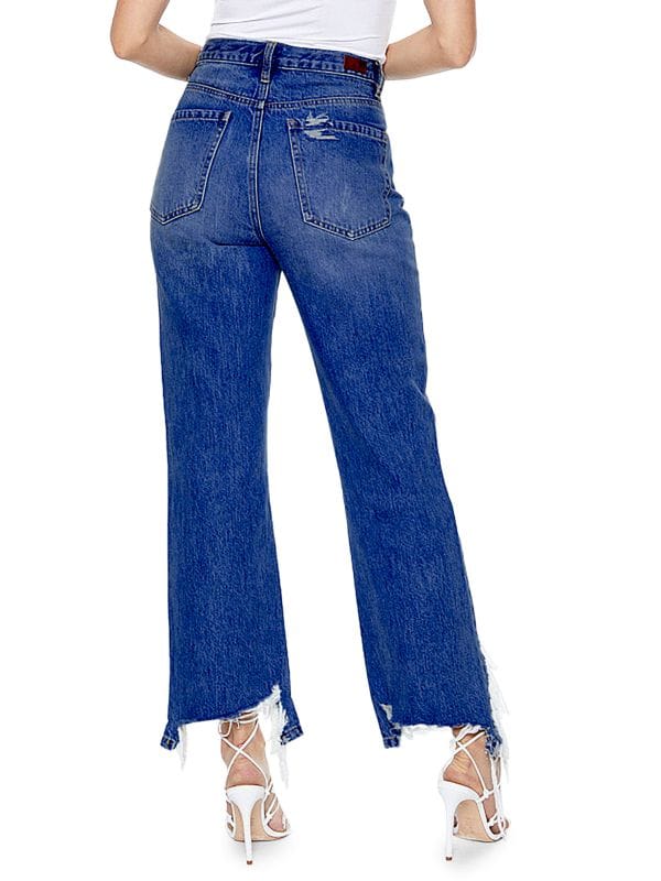 Прямые джинсы Chop Shop с высокой посадкой и потертым краем Blue Revival