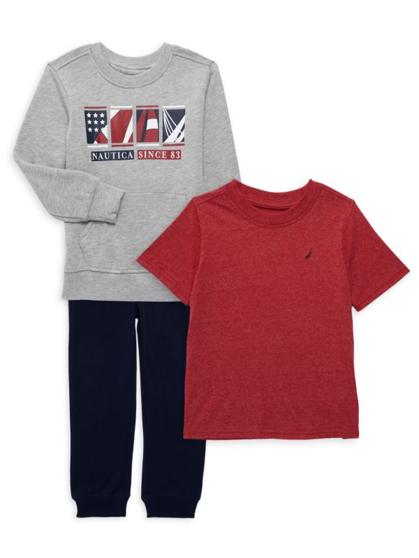 Комплект из трех предметов: свитшот, футболка и джоггеры для маленького мальчика Nautica