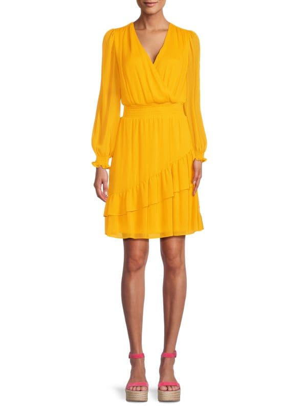 Многоярусное сетчатое блузонное платье DKNY