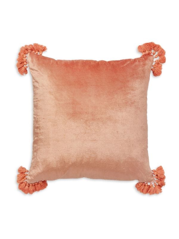 Квадратная декоративная подушка Raj Terracotta Velvet с кисточками Roselli Trading