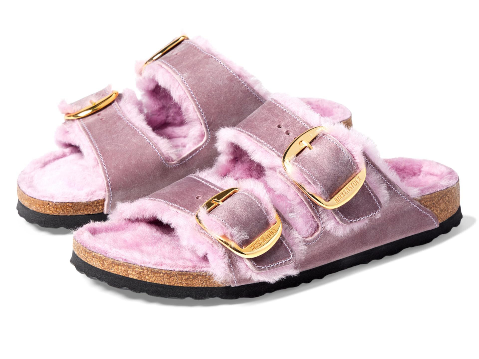 Босоножки Birkenstock Arizona Big Buckle с двойными ремешками и натуральной овечьей шерстью Birkenstock